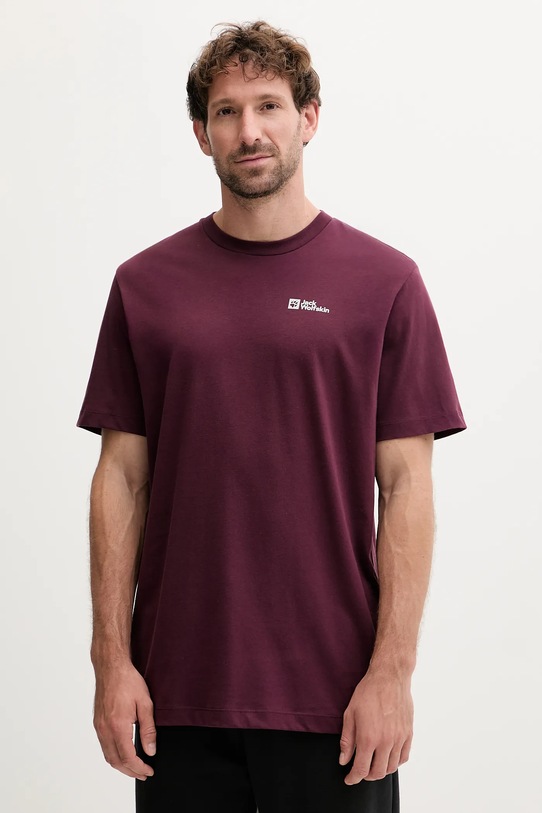 Jack Wolfskin t-shirt bawełniany Essential bawełna fioletowy 1808382