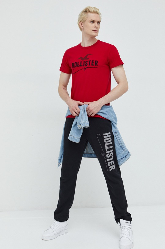 Hollister Co. t-shirt bawełniany KI323.2223.500 czerwony AW22