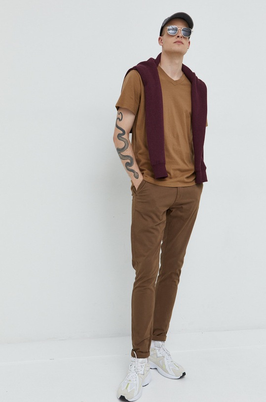 Hollister Co. t-shirt bawełniany KI324.2359.400 beżowy AW22