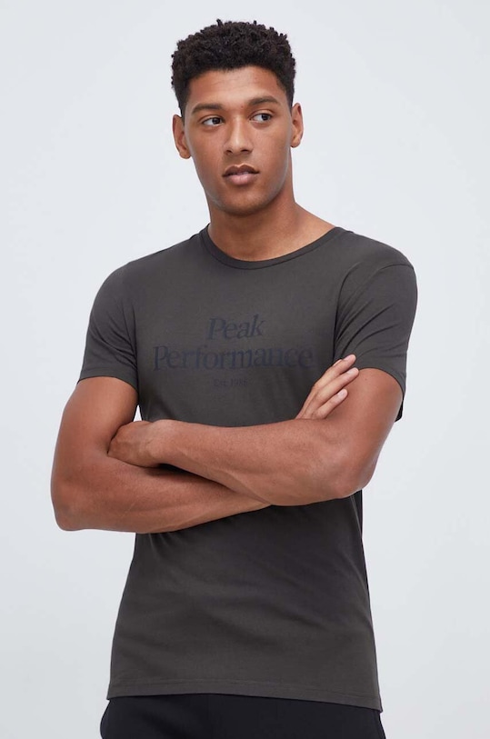Peak Performance tricou din bumbac print verde G77692