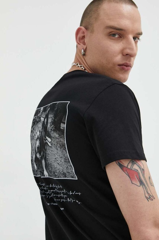 Bombažna kratka majica Unfair Athletics Potisk črna UNFR22.125