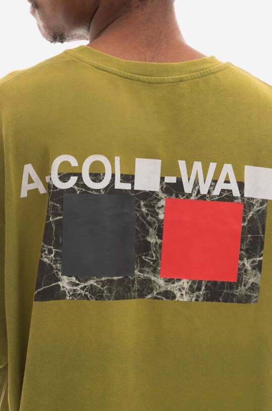 Bavlnené tričko A-COLD-WALL* Relaxed Cubist T-shirt ACWMTS097 COLD LIGHT GREY zelená ACWMTS097