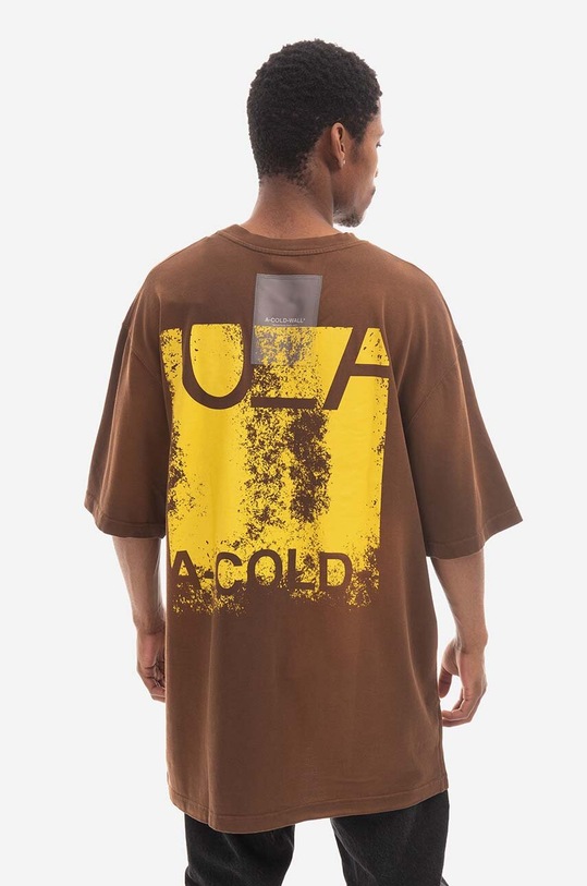 Ρούχα Βαμβακερό μπλουζάκι A-COLD-WALL* ACWMTS093 καφέ