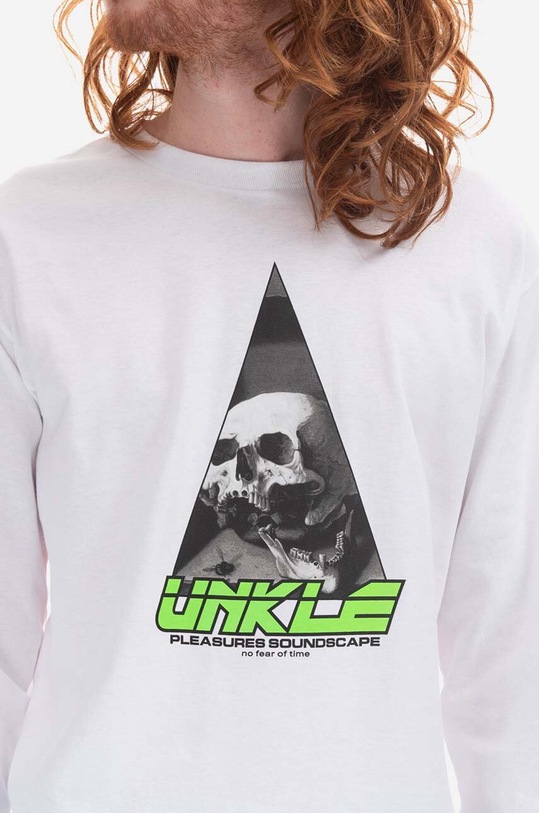 Βαμβακερή μπλούζα με μακριά μανίκια PLEASURES Soundscape λευκό P22U003