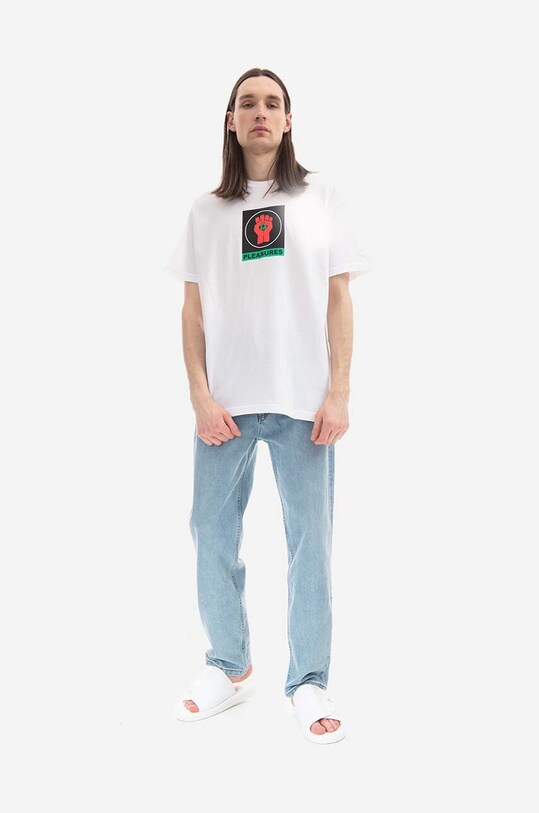 PLEASURES cotton T-shirt x Hunter S. Thompson Badge P22W053 white AW22
