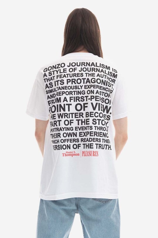 Clothing PLEASURES cotton T-shirt x Hunter S. Thompson Badge P22W053 white