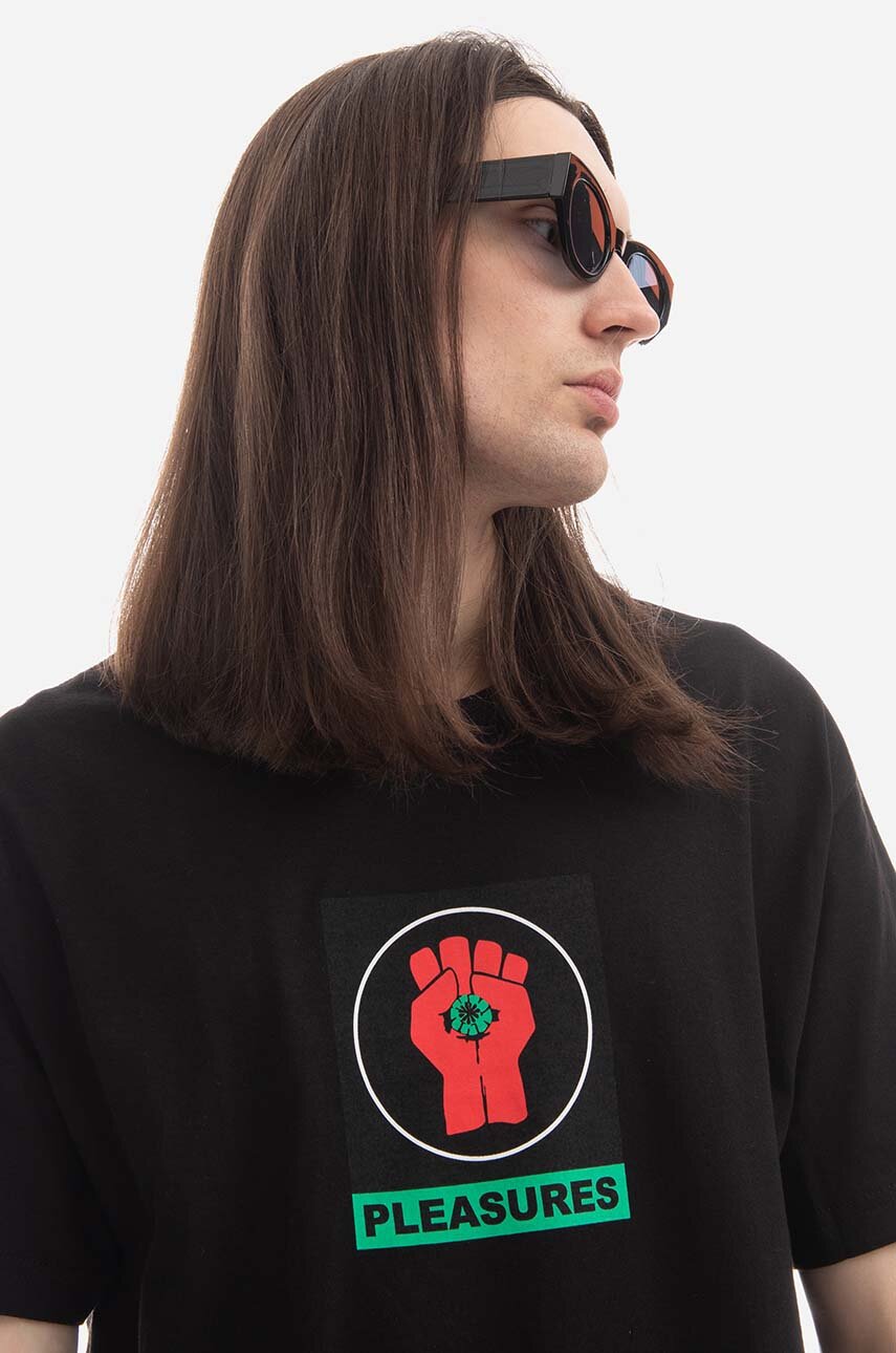 PLEASURES t-shirt bawełniany x Hunter S. Thompson Badge czarny P22W053