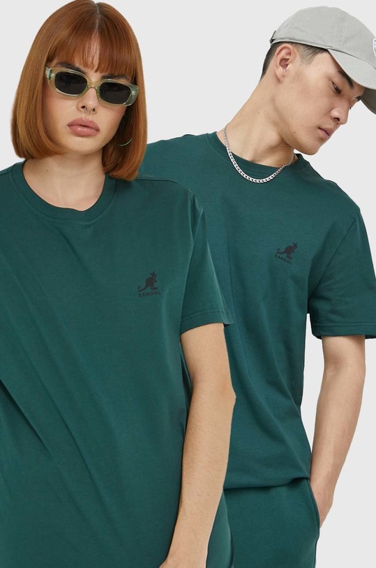 Kangol tricou din bumbac print turcoaz KAF22UTS218