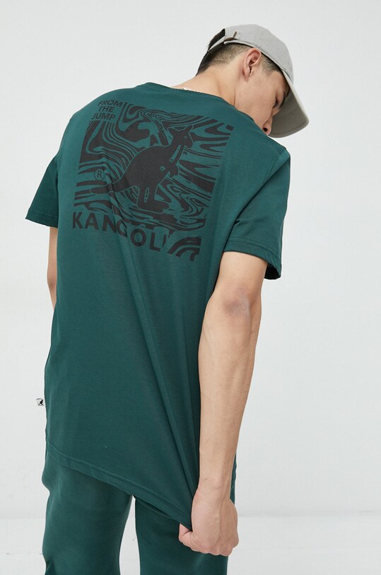 Kangol t-shirt bawełniany turkusowy KAF22UTS218