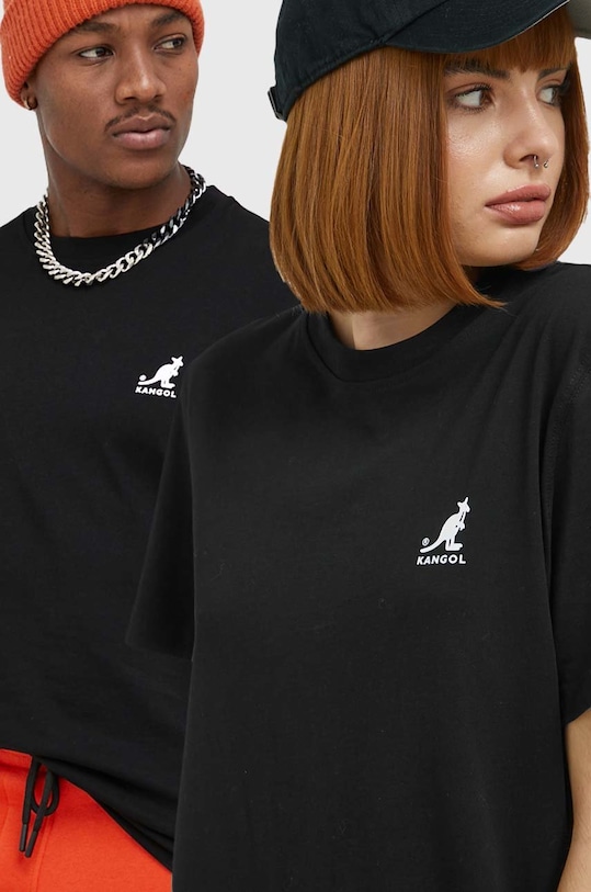 Kangol t-shirt bawełniany nadruk czarny KAF22UTS218