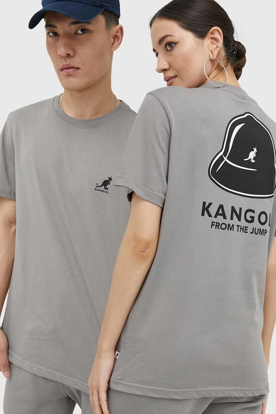 Kangol tricou din bumbac print gri KAF22UTS219