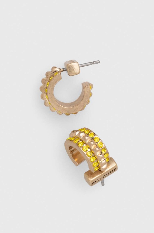 Σκουλαρίκια AllSaints ζιρκόνια χρυσαφί 432982BRS700