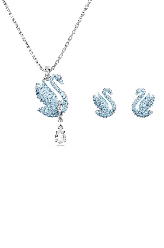 Náušnice a náhrdelník Swarovski 5660597 ICONIC SWAN krystal Swarovski modrá 5660597