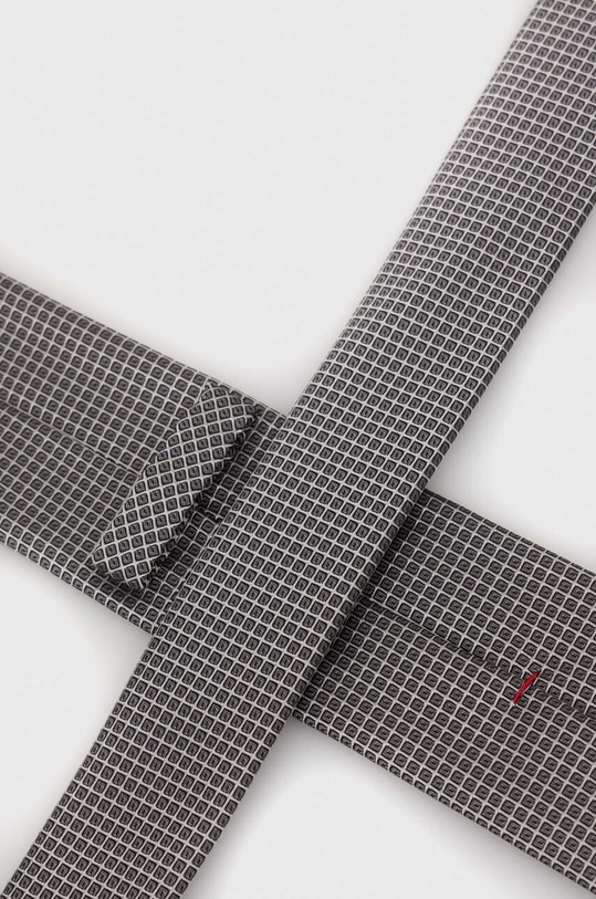 HUGO krawat z domieszką jedwabiu 50494295 szary AW23