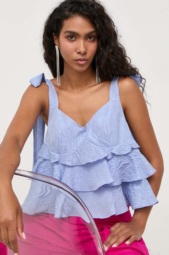 Blúzka Custommade Odina jednofarebný modrá 999387107