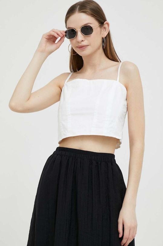 Dkny top din bumbac uni alb E3DM0S08