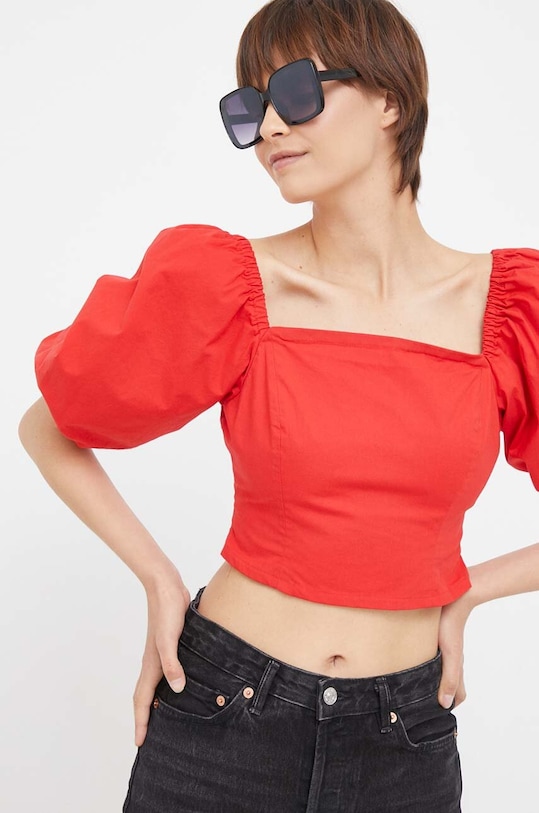 Dkny top z elastanem czerwony E3EM0S29