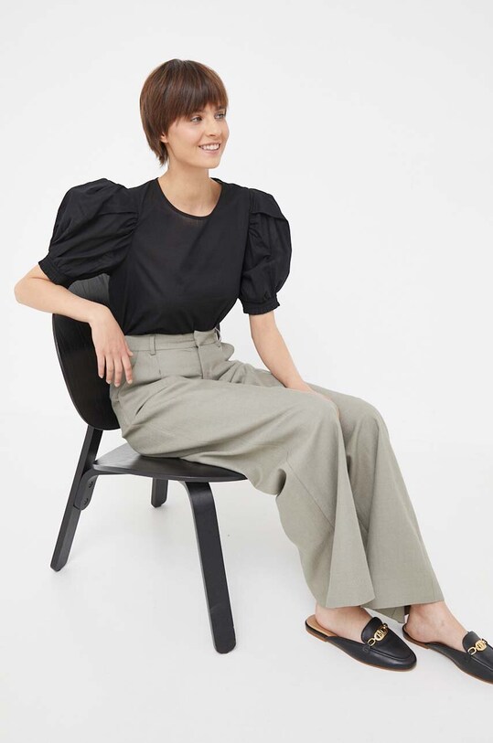 Dkny bluzka bawełniana P3EA0S76 czarny AW23