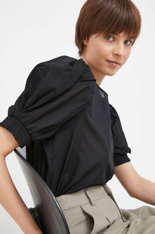 Dkny bluzka bawełniana czarny P3EA0S76