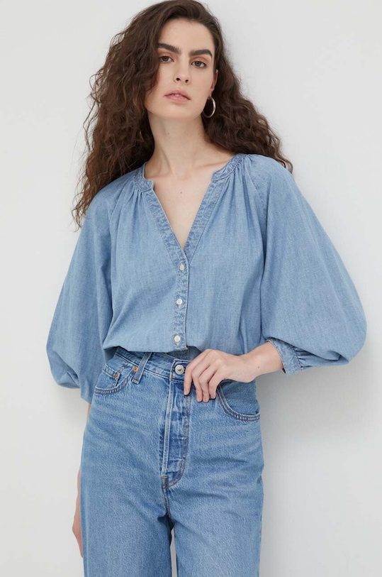 Levi's koszula jeansowa bawełna niebieski A4887.0004