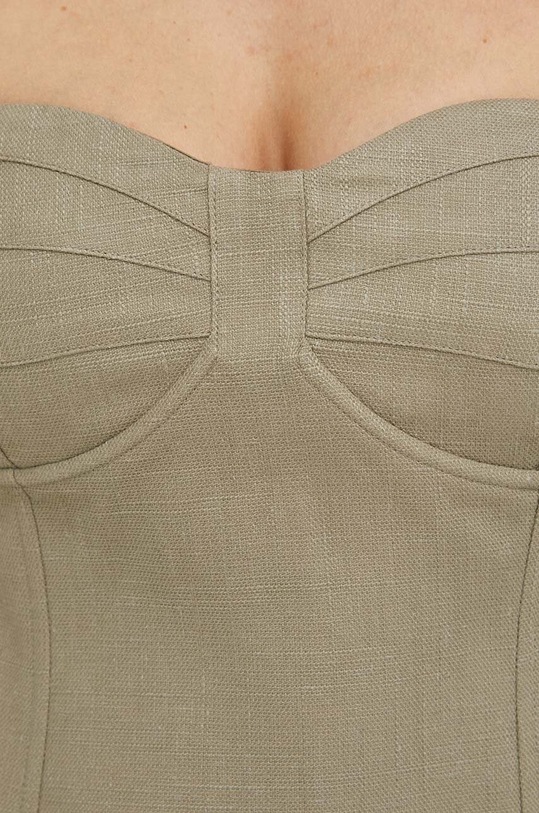 Top s prímesou ľanu Gestuz 10908106 zelená