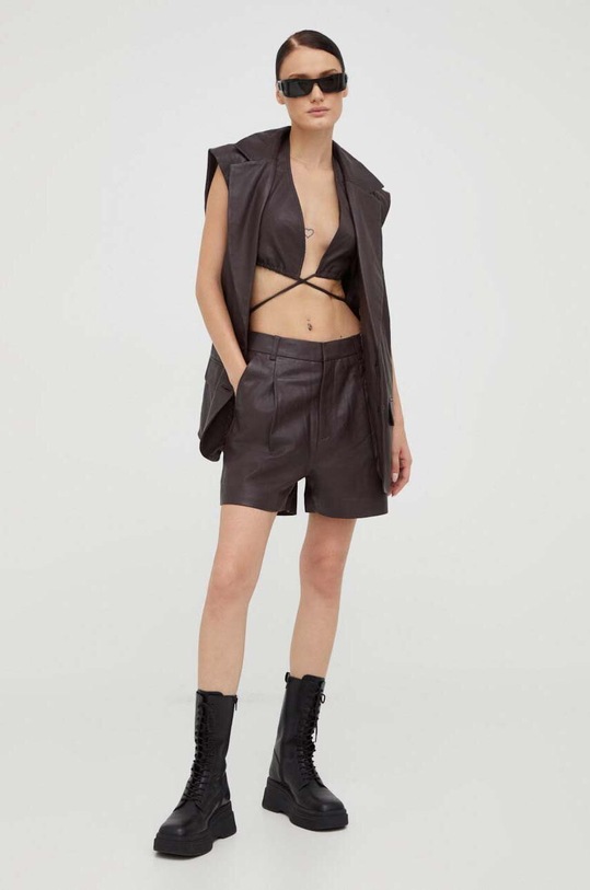 Kožený top Gestuz 10908178 hnědá AW23