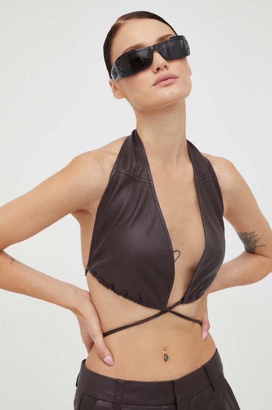 Kožený top Gestuz hnědá 10908178