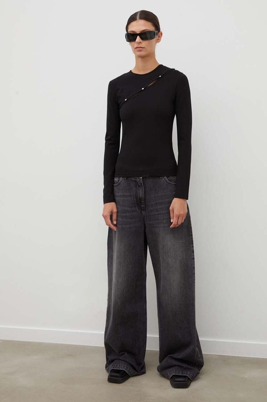 Samsoe Samsoe longsleeve F23300128 czarny AW23