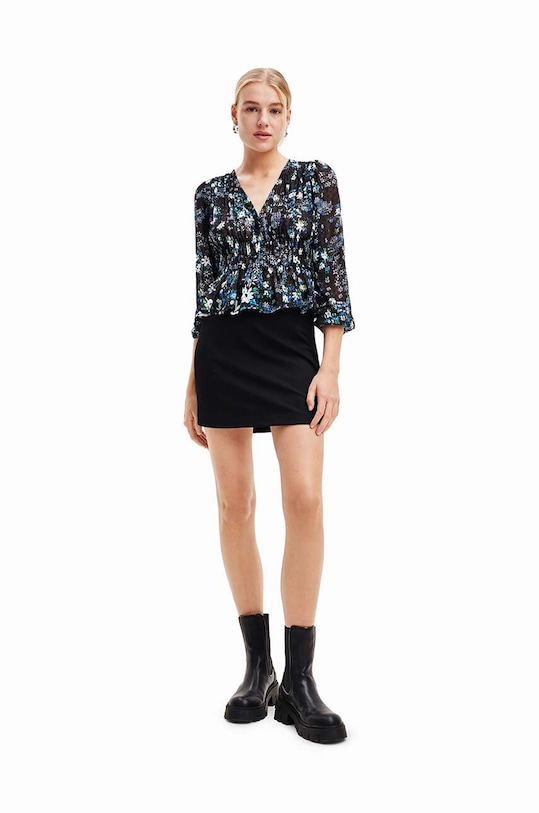 Blúzka Desigual 23WWBW06 WOMAN WOVEN BLOUSE LONG SLEEVE tmavomodrá 23WWBW06