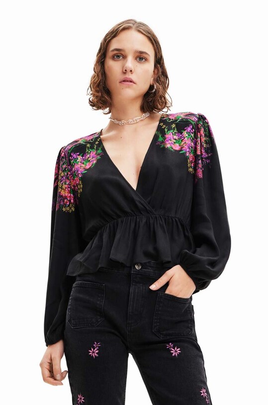 Desigual bluza flori negru 23WWBW31
