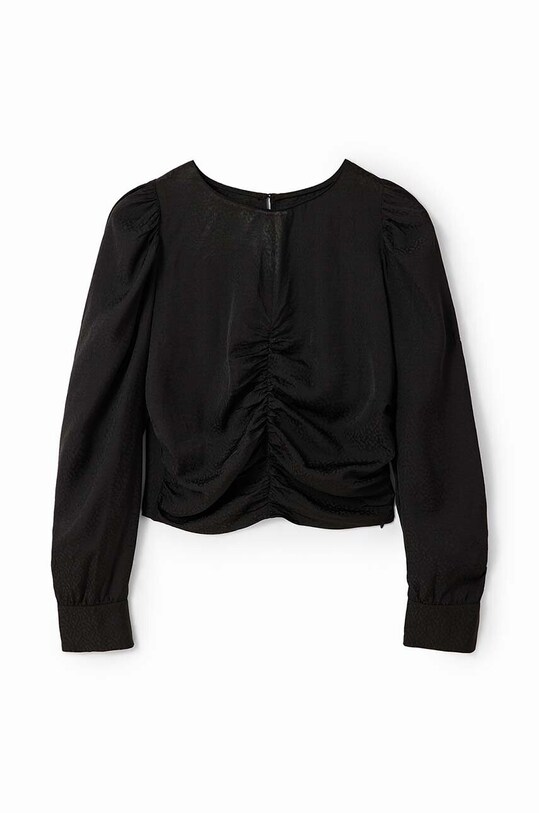 Μπλουζάκι Desigual 23WWBW32 WOMAN WOVEN BLOUSE LONG SLEEVE 23WWBW32 μαύρο