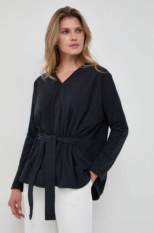 Bluza Max Mara Leisure bez uzorka mornarsko plava 2339460536600