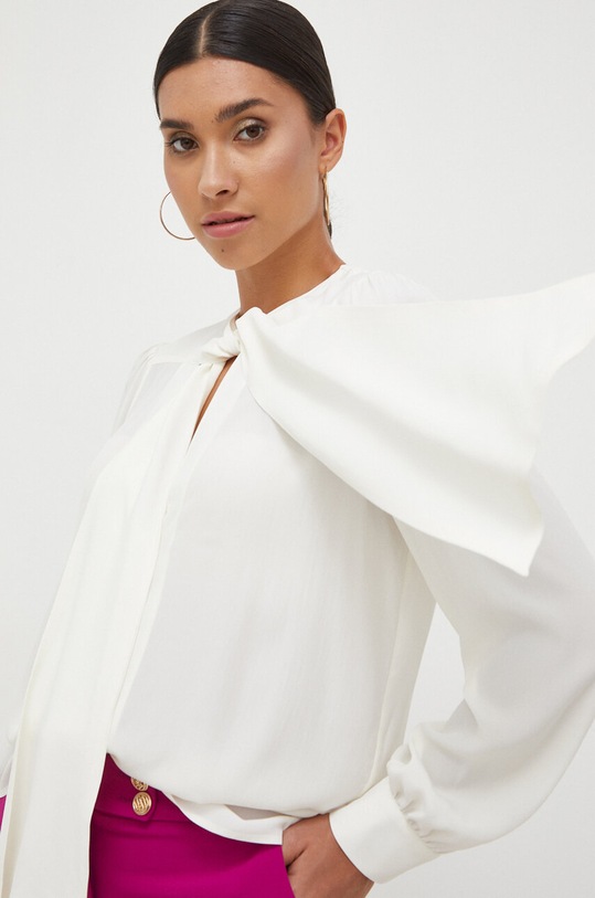 Košeľa s prímesou hodvábu Pinko jednofarebný béžová 102168.8889