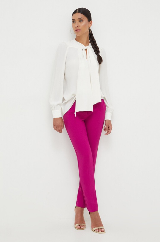 Košeľa s prímesou hodvábu Pinko 102168.8889 béžová AW23