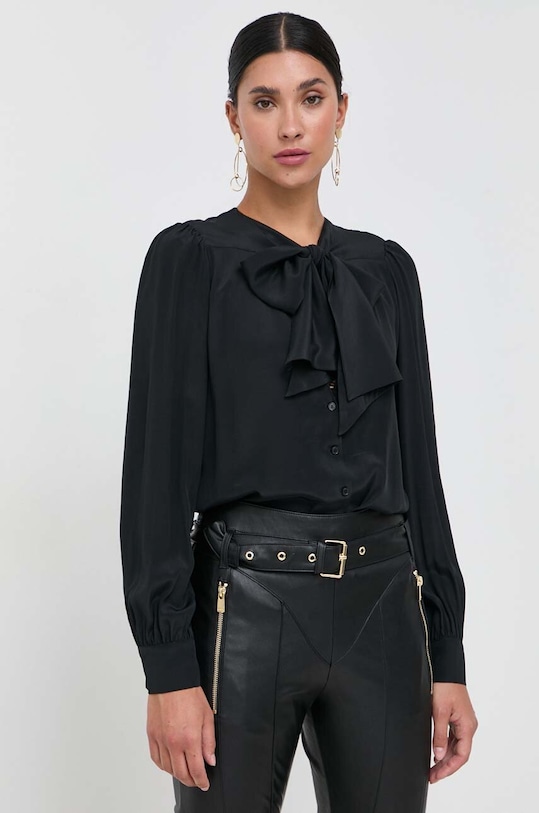 Pinko selyem keverék póló selyemszállal fekete 102168.8889