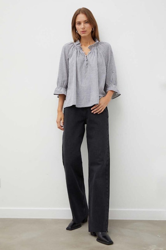 BA&SH bluza z domieszką lnu 1H23SMIN niebieski AW23