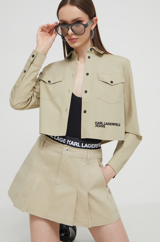 Karl Lagerfeld Jeans koszula bawełniana beżowy 236J1605
