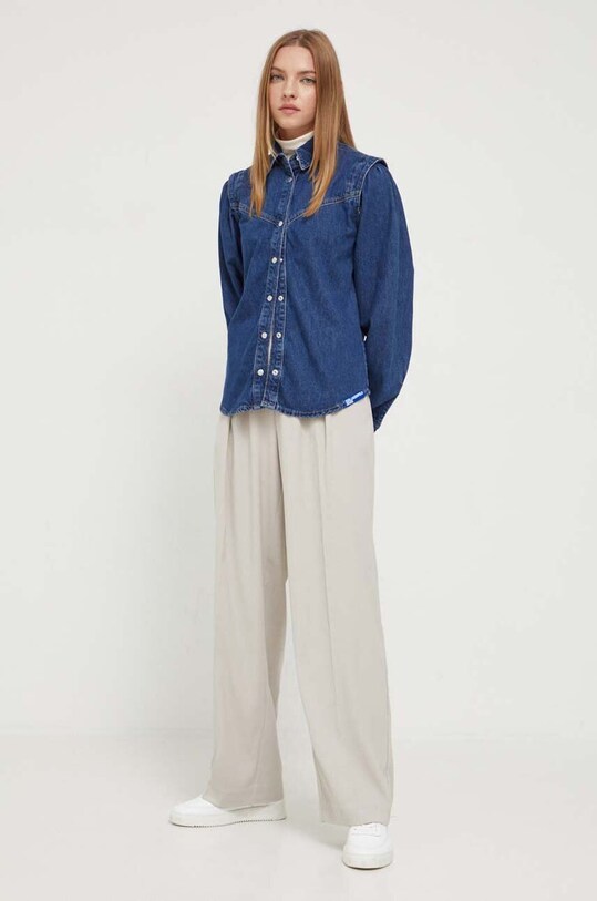 Τζιν πουκάμισο Karl Lagerfeld Jeans 236J1600 σκούρο μπλε AW23
