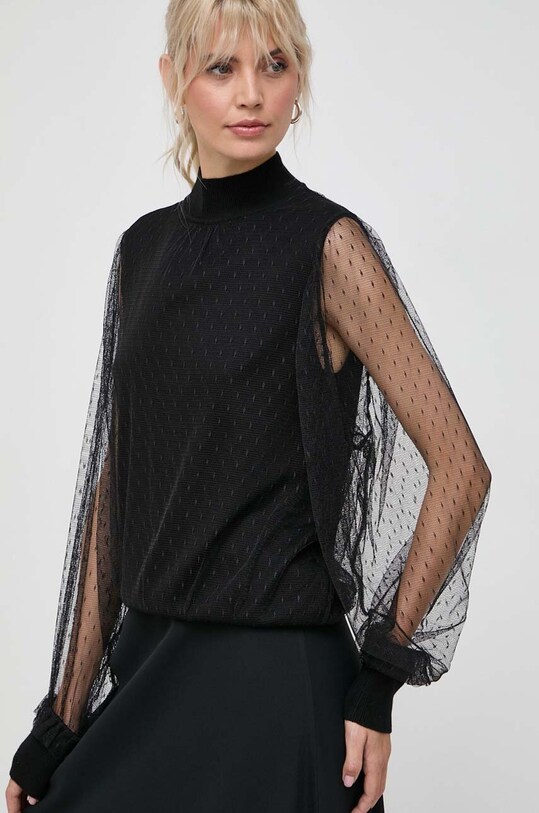 Блузка з домішкою вовни Twinset casual чорний 232TT3411