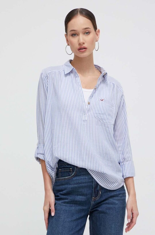 Hollister Co. bluzka bawełniana wzorzyste niebieski KI340.3401.214