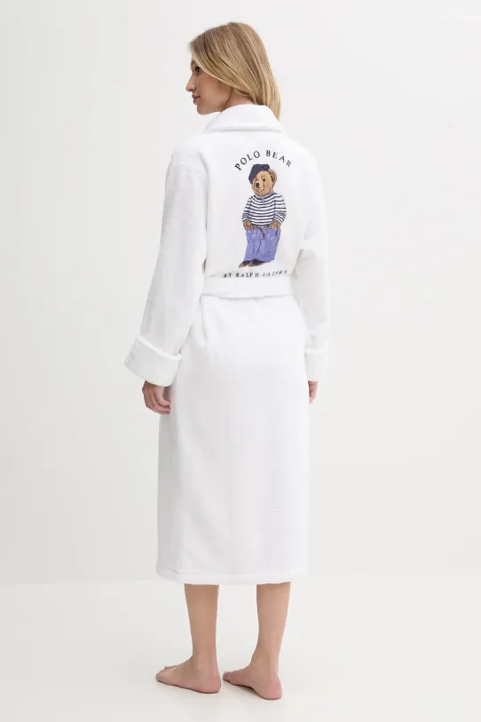 Polo Ralph Lauren szlafrok bawełniany wzorzyste biały 4P0008