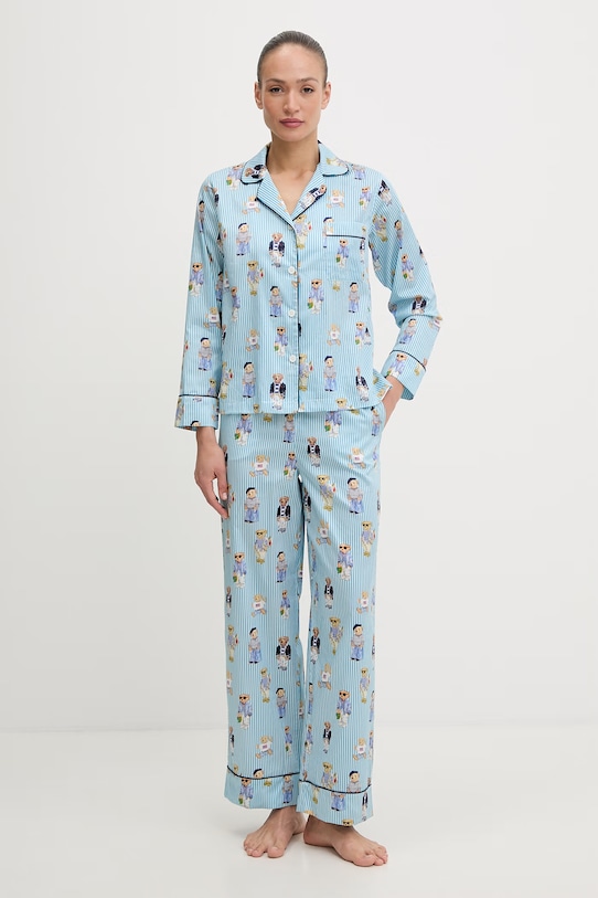 Polo Ralph Lauren piżama damska bawełniana niebieski 4P8046