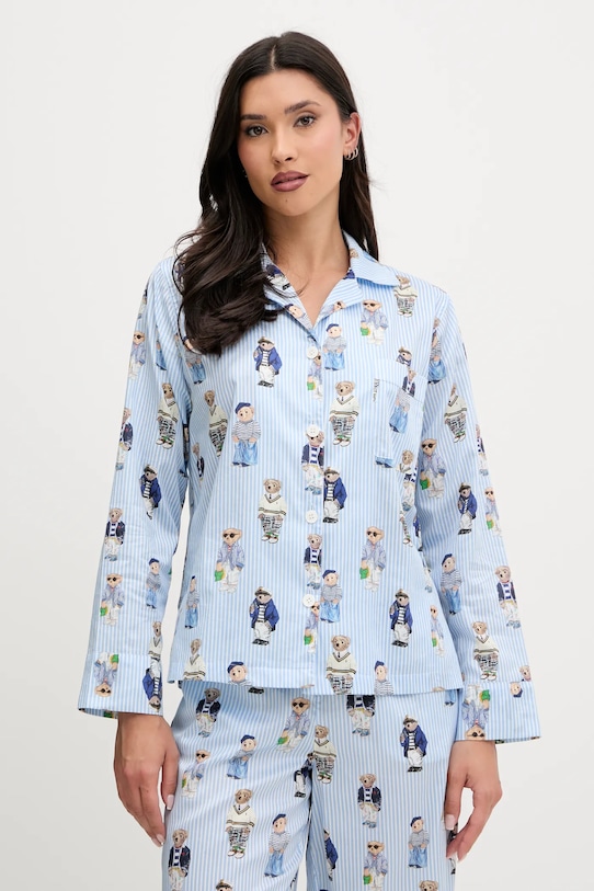 Odzież Polo Ralph Lauren piżama damska bawełniana 4P8046 niebieski