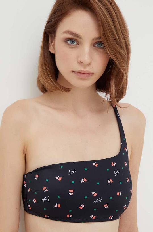 Bikini top Tommy Jeans με μεταλλικές μπανέλες μαύρο UW0UW04078