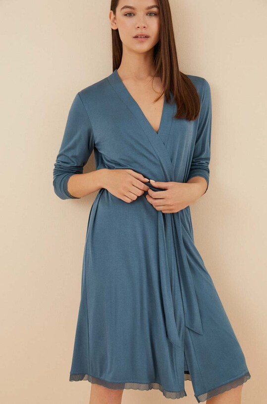 women'secret szlafrok SOFT TOUCH 1 dzianina turkusowy 4356441