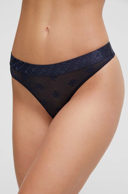 Στρινγκ Tommy Hilfiger πλεκτό ύφασμα σκούρο μπλε UW0UW04963