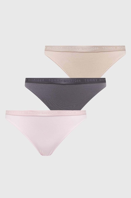 Tommy Hilfiger stringi 3-pack dzianina beżowy UW0UW04480