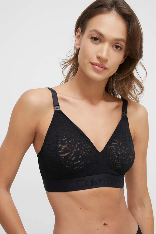 Grudnjak za dojenje Calvin Klein Underwear čipka crna 000QF7343E