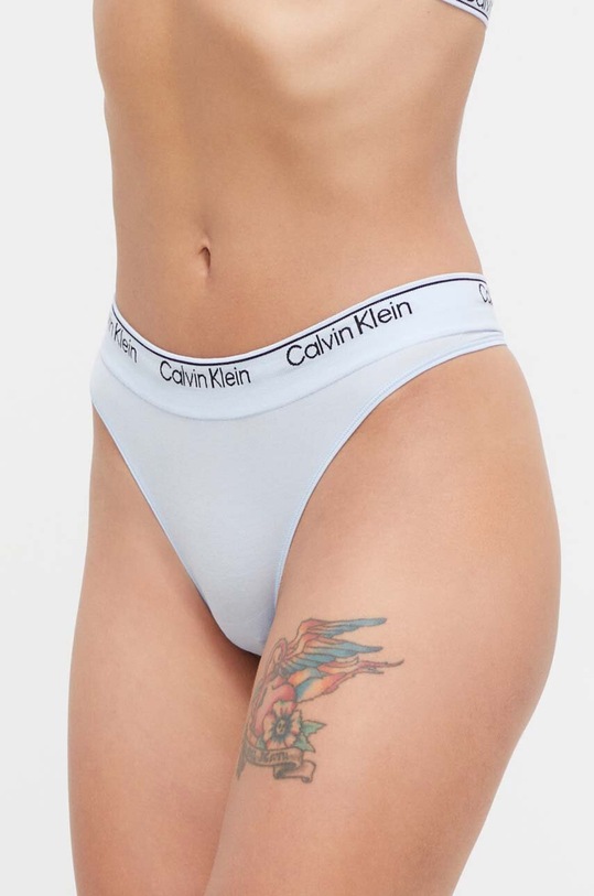 Στρινγκ Calvin Klein Underwear πλεκτό ύφασμα μπλε 000QF7095E