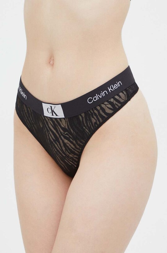 Calvin Klein Underwear stringi koronka czarny 000QF7378E